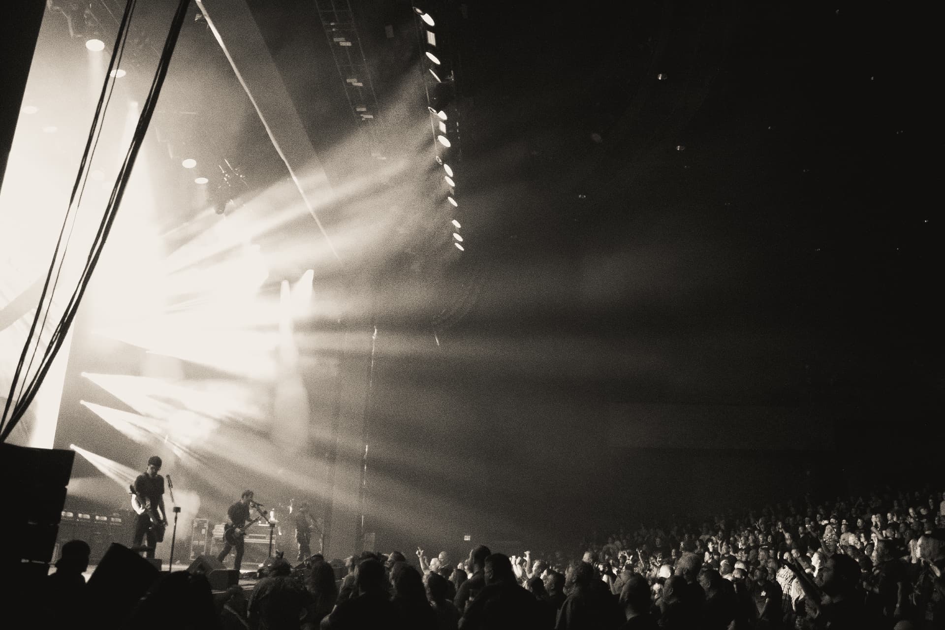 Stage lights sweeping over a packed crowd at a live show, shot by FAIX FILMS